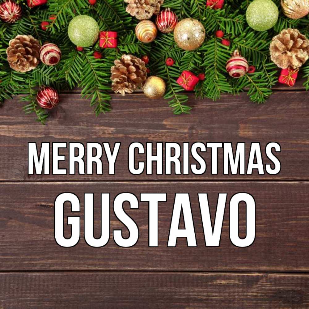 Greetings card с именем, Gustavo Merry Christmas с рождеством Greetings with text for free download 