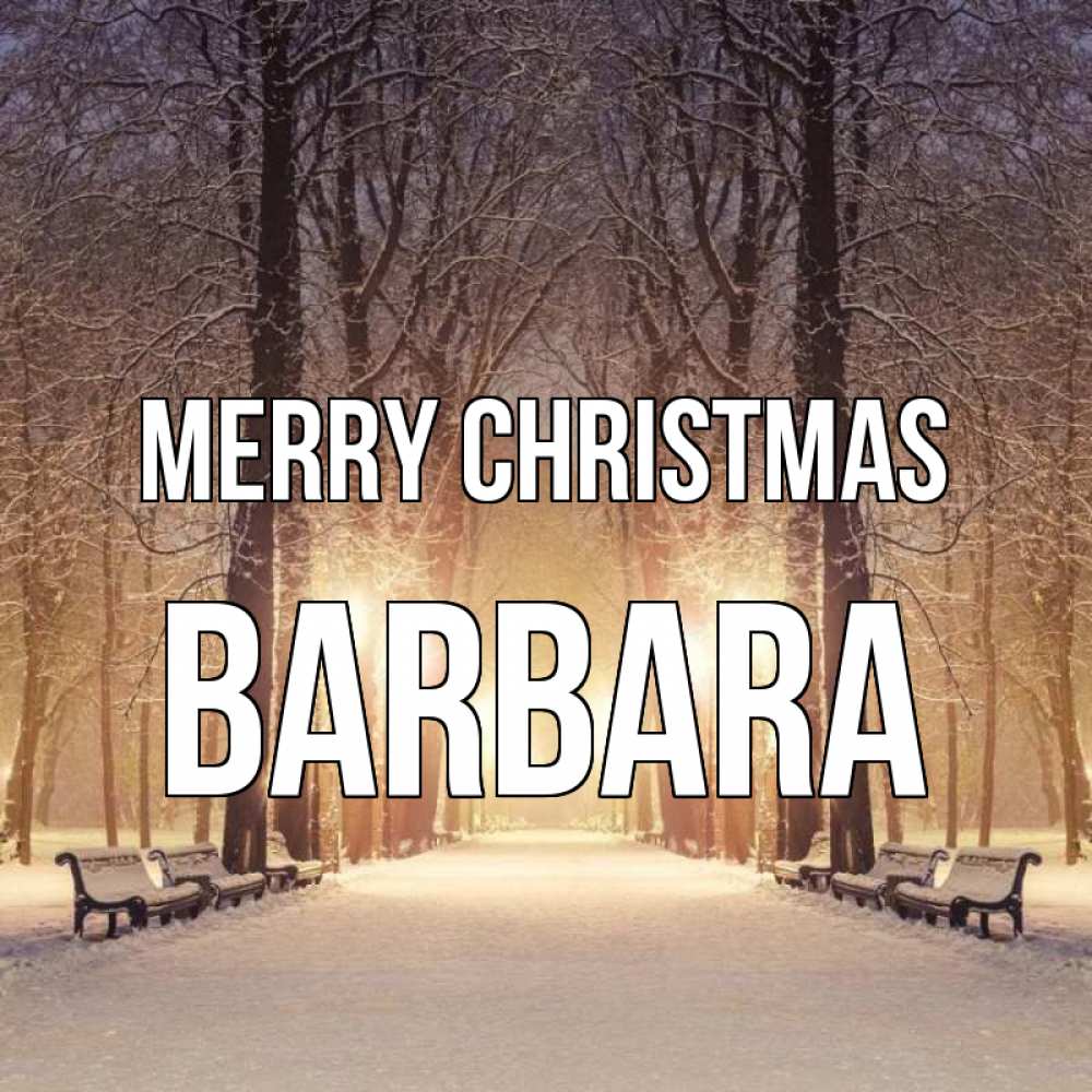Greetings card с именем, Barbara Merry Christmas зима, парк, фонарь, лес Greetings with text for free download 
