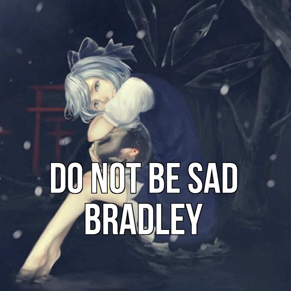 Greetings card с именем, Bradley Do not be sad девушка и рыбка в аквариуме Greetings with text for free download 