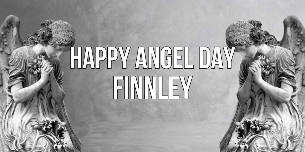 Greetings card с именем, Finnley happy angel day Ангел на небе Greetings with text for free download 