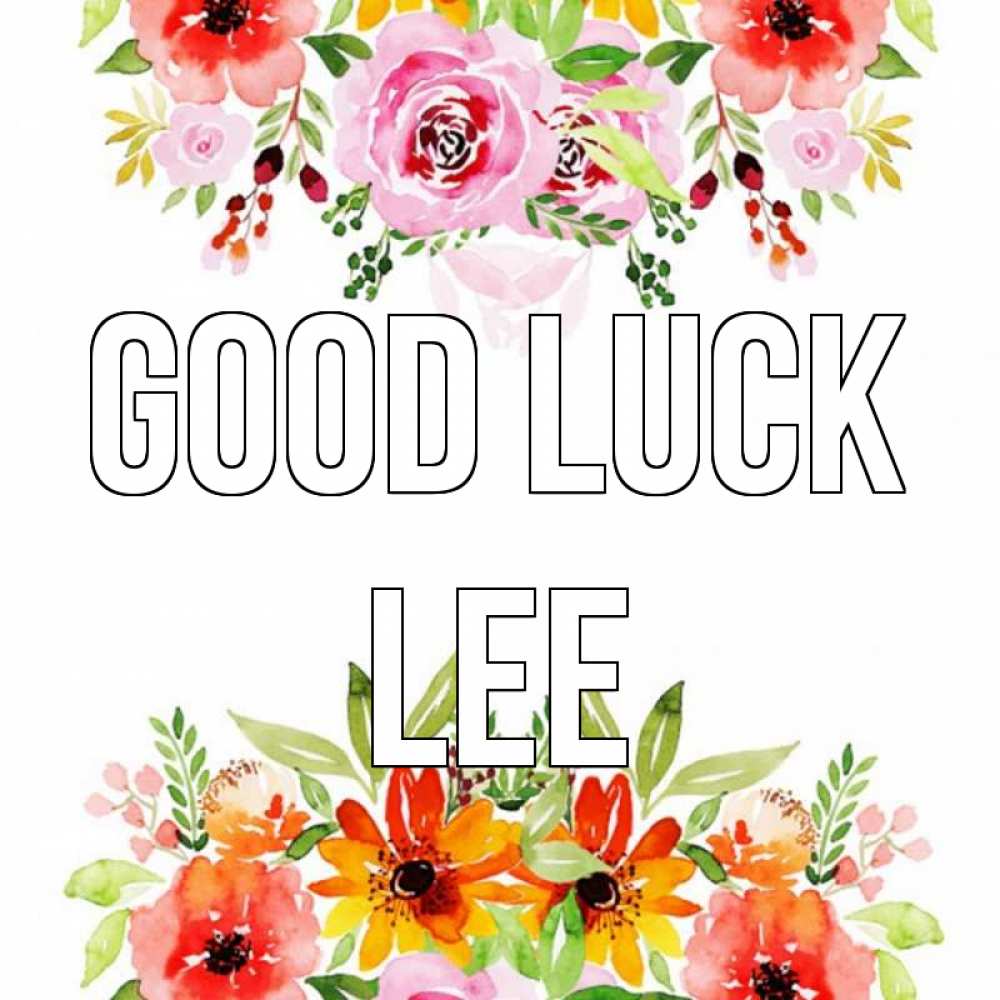 Greetings card с именем, Lee Good luck открытка с цветами акварелью Greetings with text for free download 