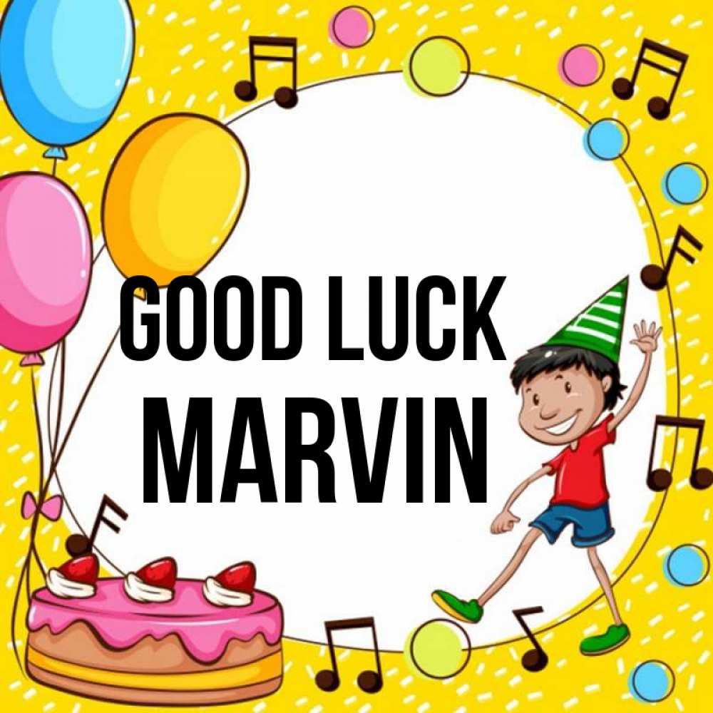 Greetings card с именем, Marvin Good luck открытка 1 Greetings with text for free download 
