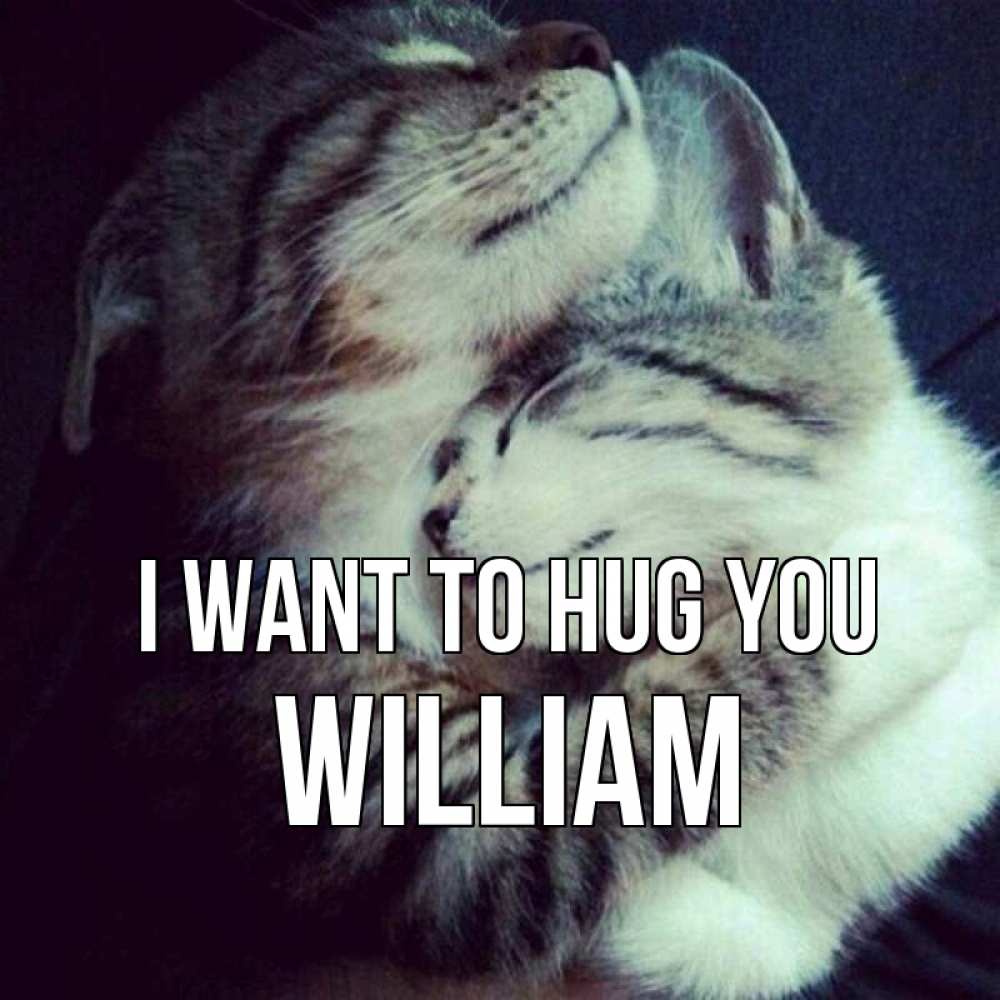 Greetings card с именем, William I want to hug you полосатики Greetings with text for free download 