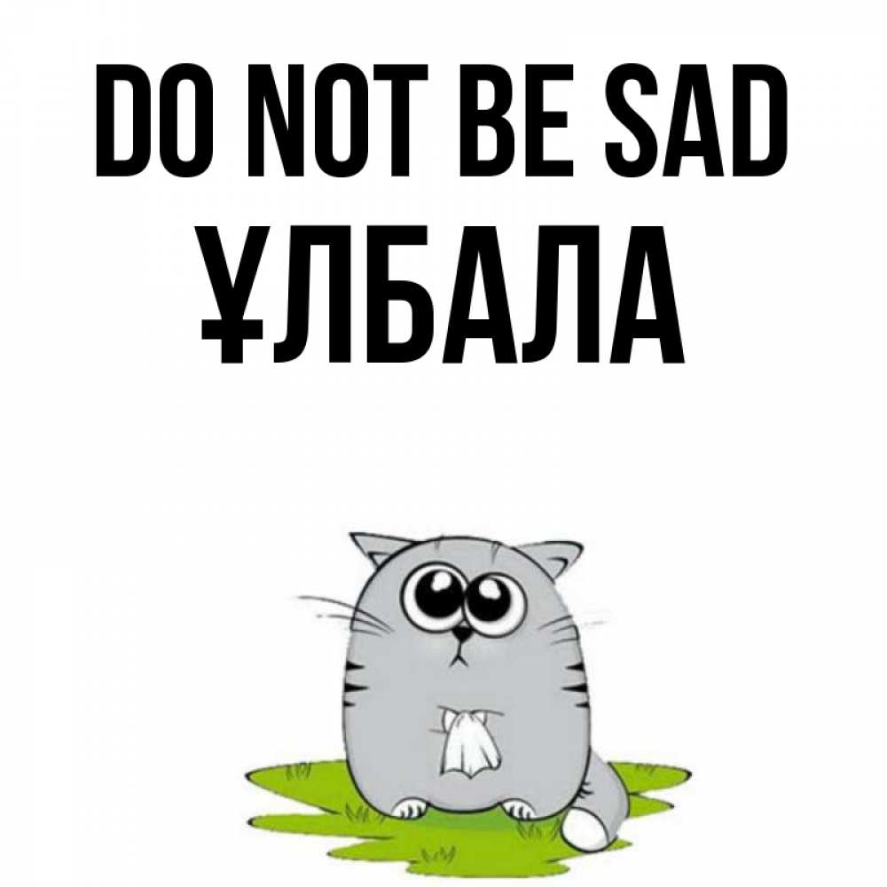 Greetings card с именем, ҰЛБАЛА Do not be sad грустный котяра Greetings with text for free download 