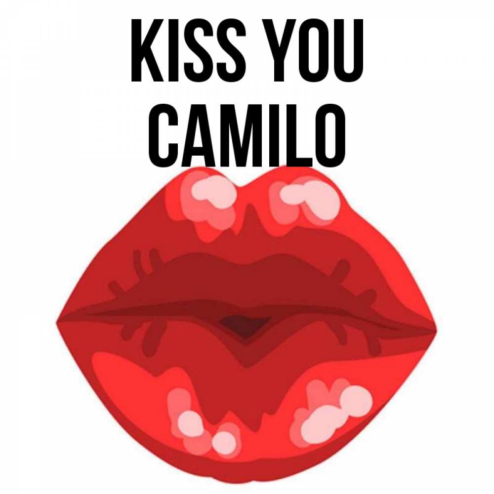 Greetings card с именем, Camilo Kiss you отправить открытку с поцелуем бесплатно и скачать для парня Greetings with text for free download 