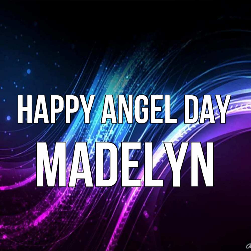 Greetings card с именем, Madelyn happy angel day фиолетовый фон Greetings with text for free download 