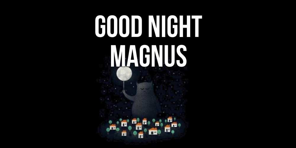 Greetings card с именем, Magnus Good night кот,луна, ночь, звезды Greetings with text for free download 