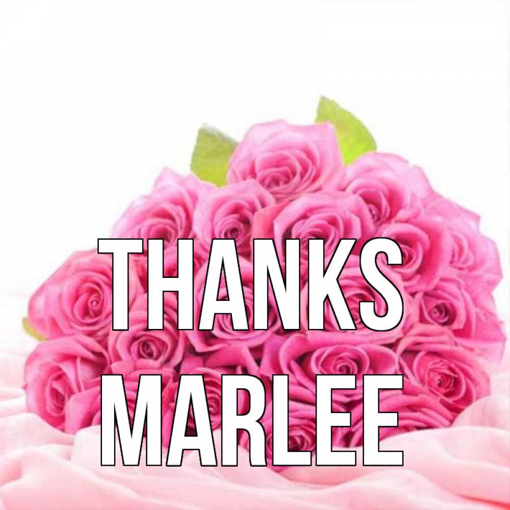 Greetings card с именем, Marlee Thanks розовые розы с подписью Greetings with text for free download 