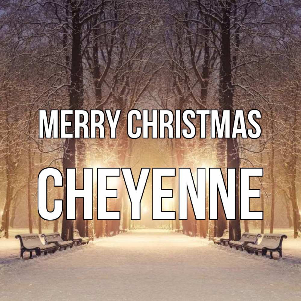 Greetings card с именем, Cheyenne Merry Christmas зима, парк, фонарь, лес Greetings with text for free download 
