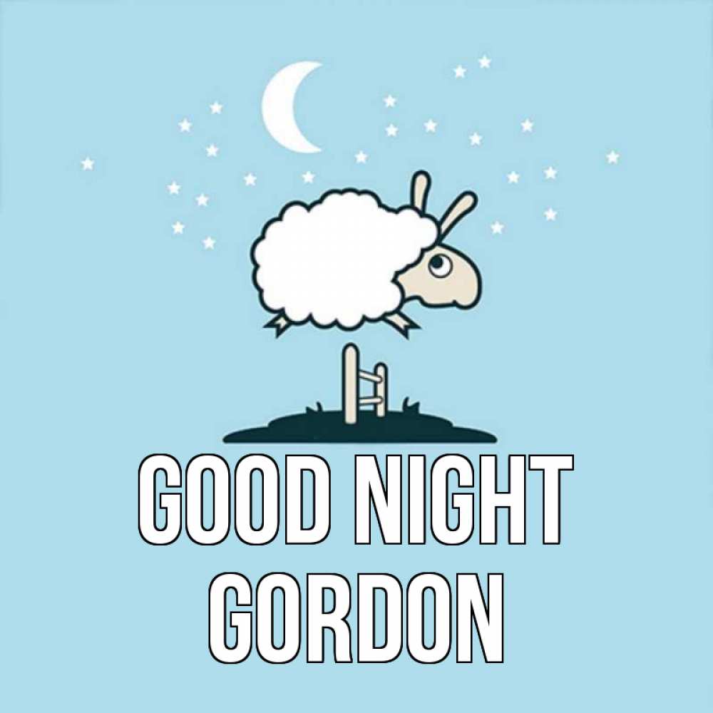 Greetings card с именем, Gordon Good night с животными сладких сноведений Greetings with text for free download 