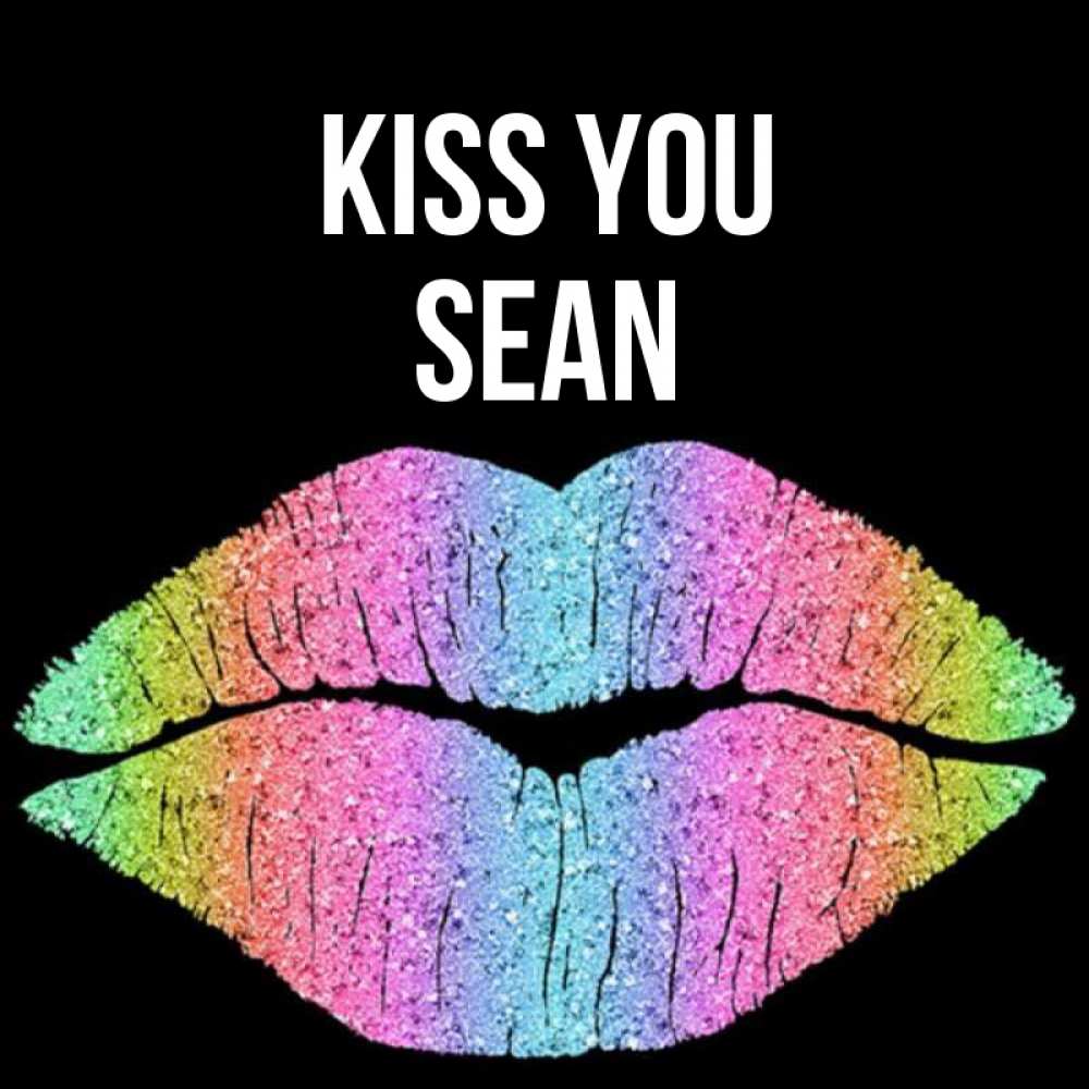 Greetings card с именем, Sean Kiss you след от губ на черном фоне Greetings with text for free download 