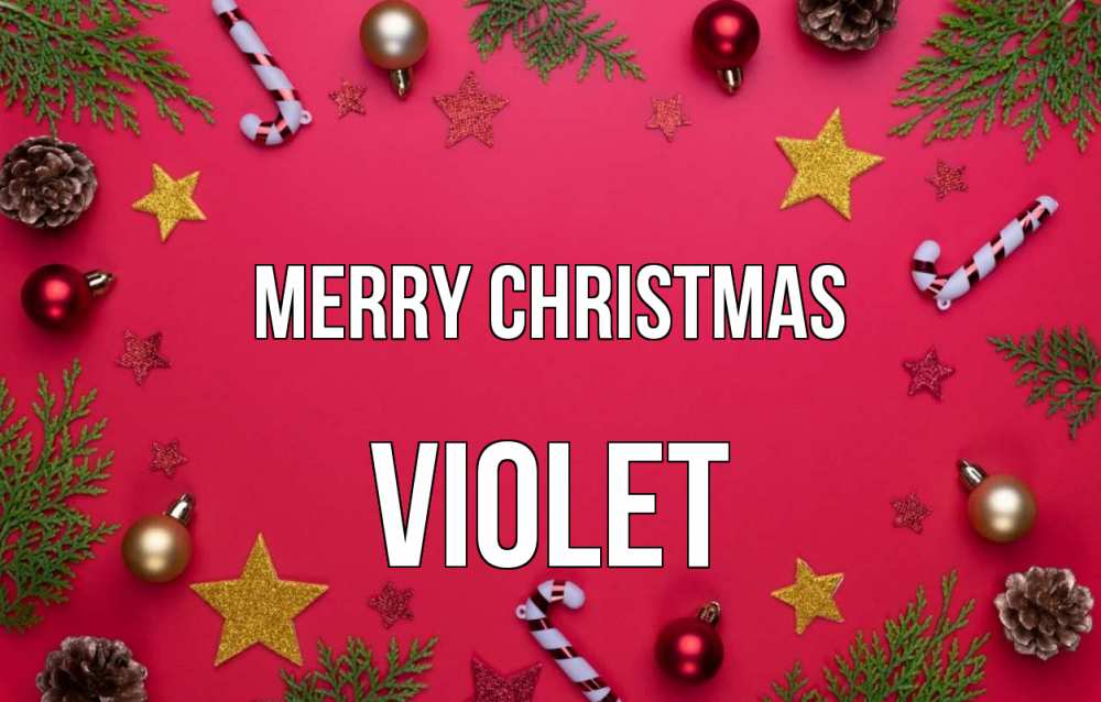 Greetings card с именем, Violet Merry Christmas с рождеством Greetings with text for free download 