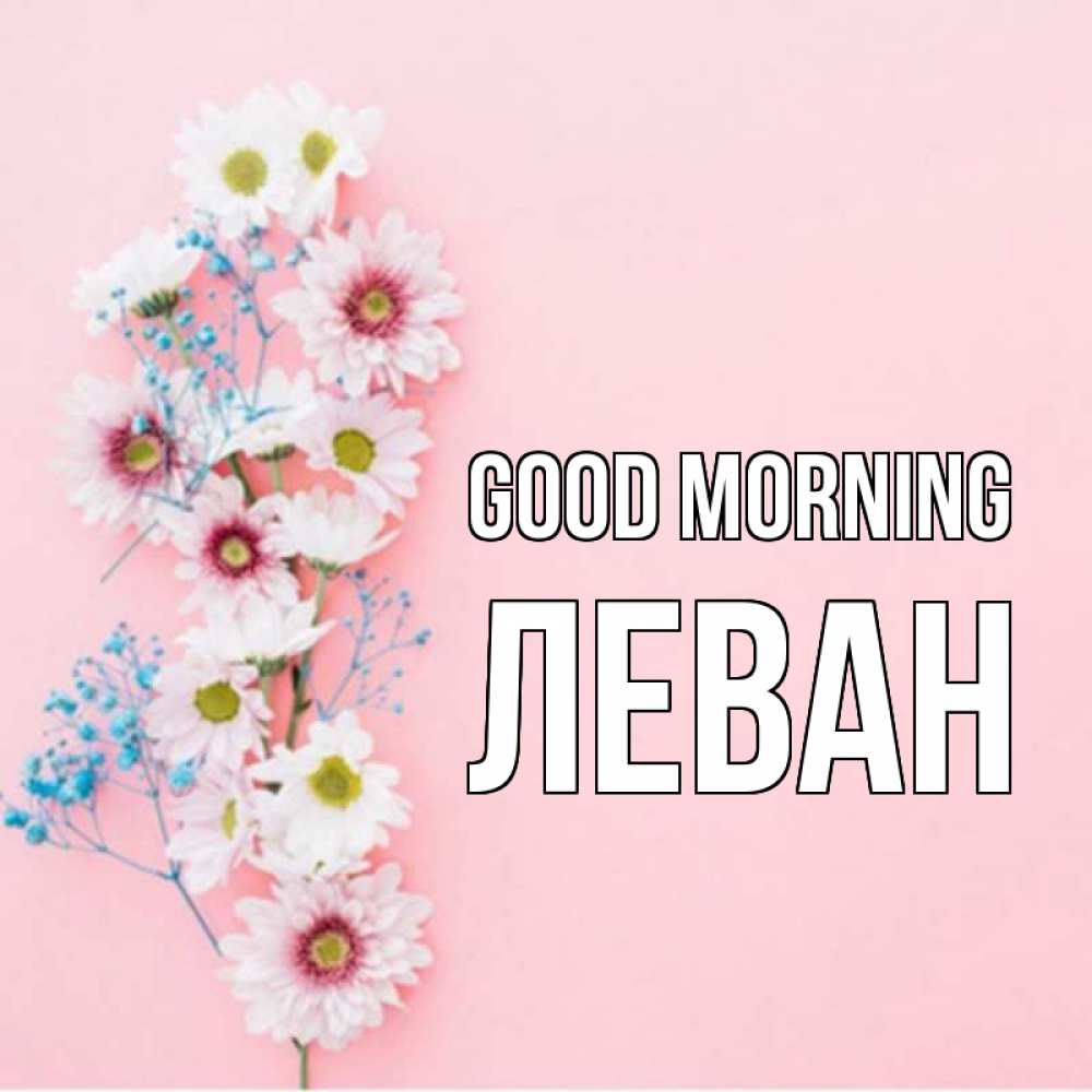 Greetings card с именем, Леван Good morning цветы с подписью Greetings with text for free download 