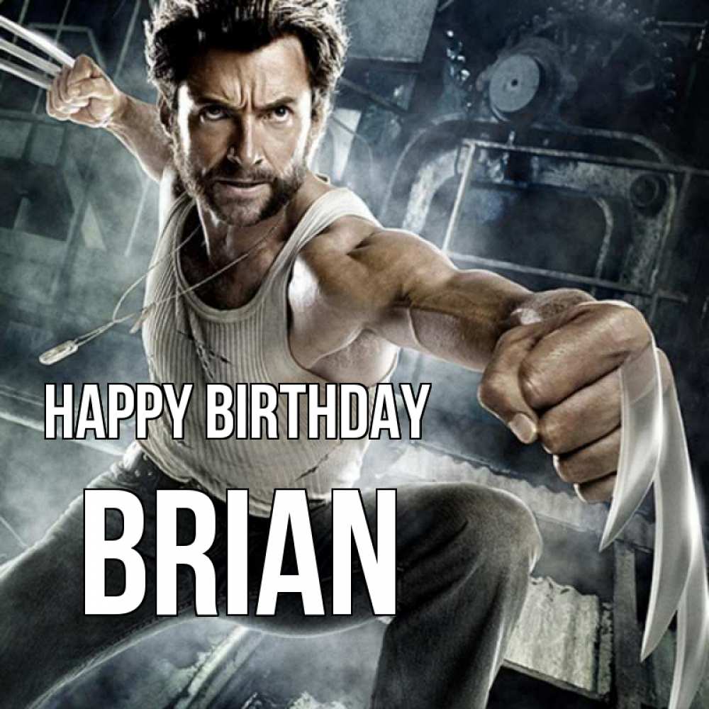 Greetings card с именем, Brian Happy Birthday супергерой в ярости Greetings with text for free download 