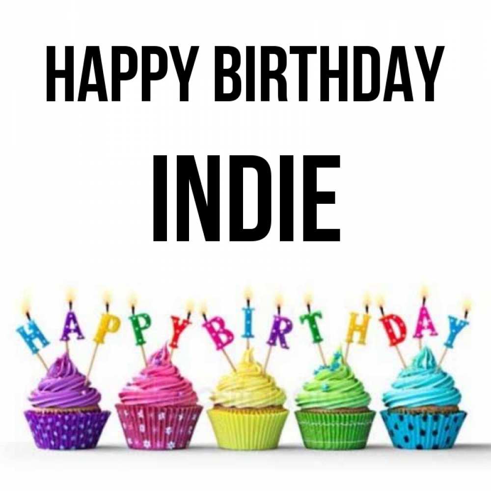 Greetings card с именем, Indie Happy Birthday открытка ко дню рождения с разноцветными вкусняшками Greetings with text for free download 