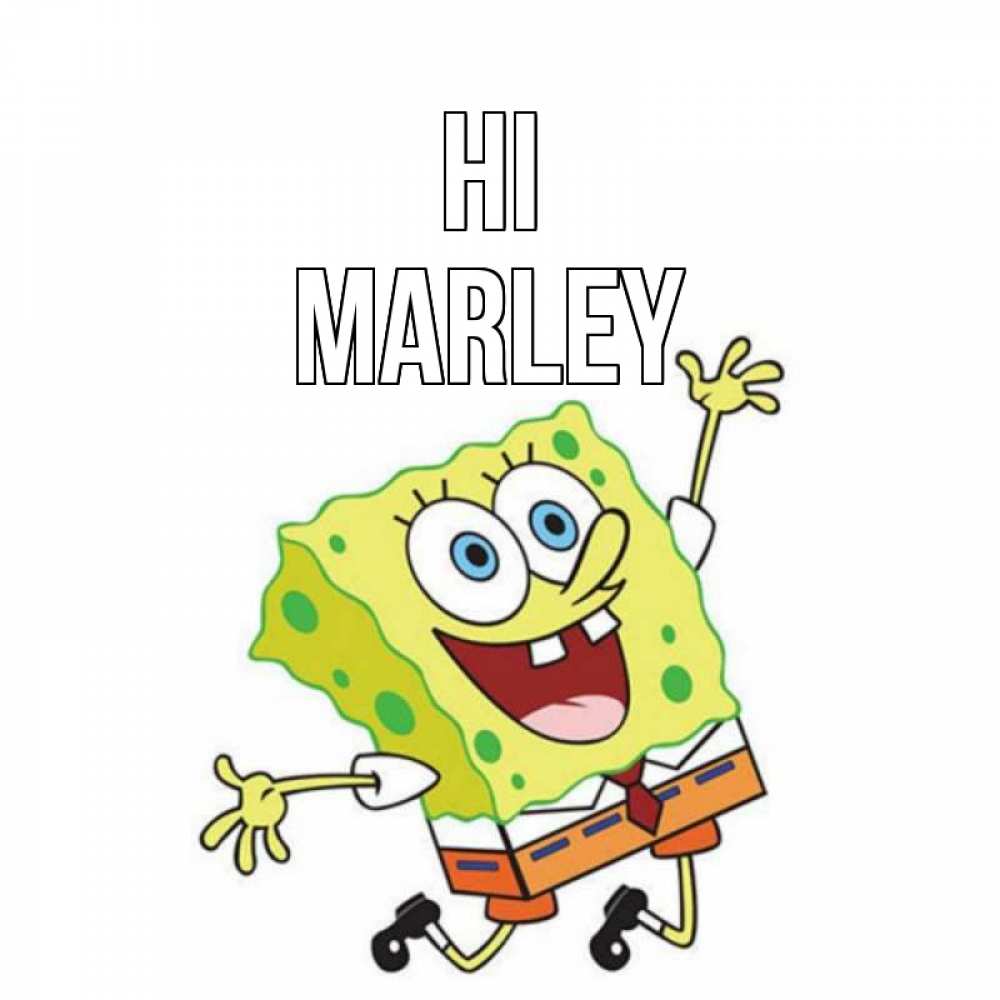 Greetings card с именем, Marley Hi губка боб в прыжке Greetings with text for free download 