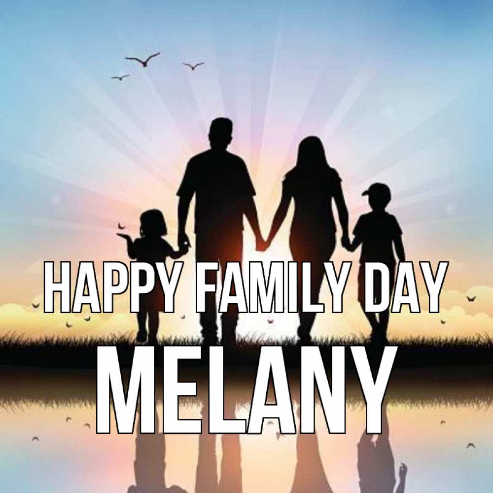 Greetings card с именем, Melany happy family day сын, дочка, мама, папа, море , закат Greetings with text for free download 