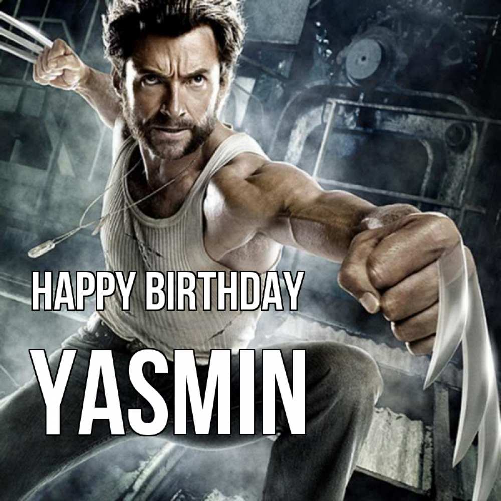 Greetings card с именем, Yasmin Happy Birthday супергерой в ярости Greetings with text for free download 
