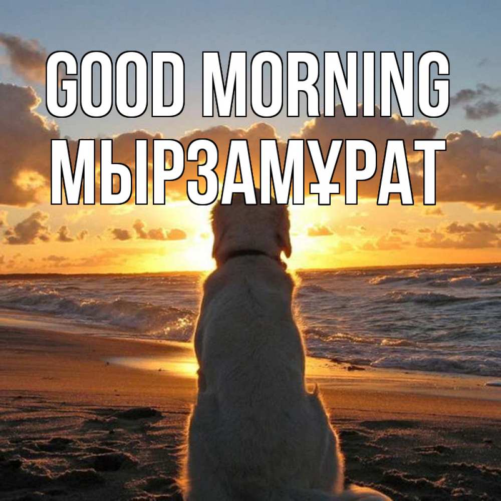 Greetings card с именем, Мырзамұрат Good morning восход солнца Greetings with text for free download 