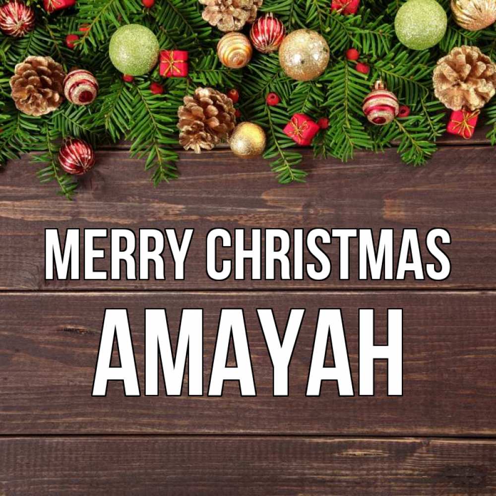 Greetings card с именем, Amayah Merry Christmas с рождеством Greetings with text for free download 