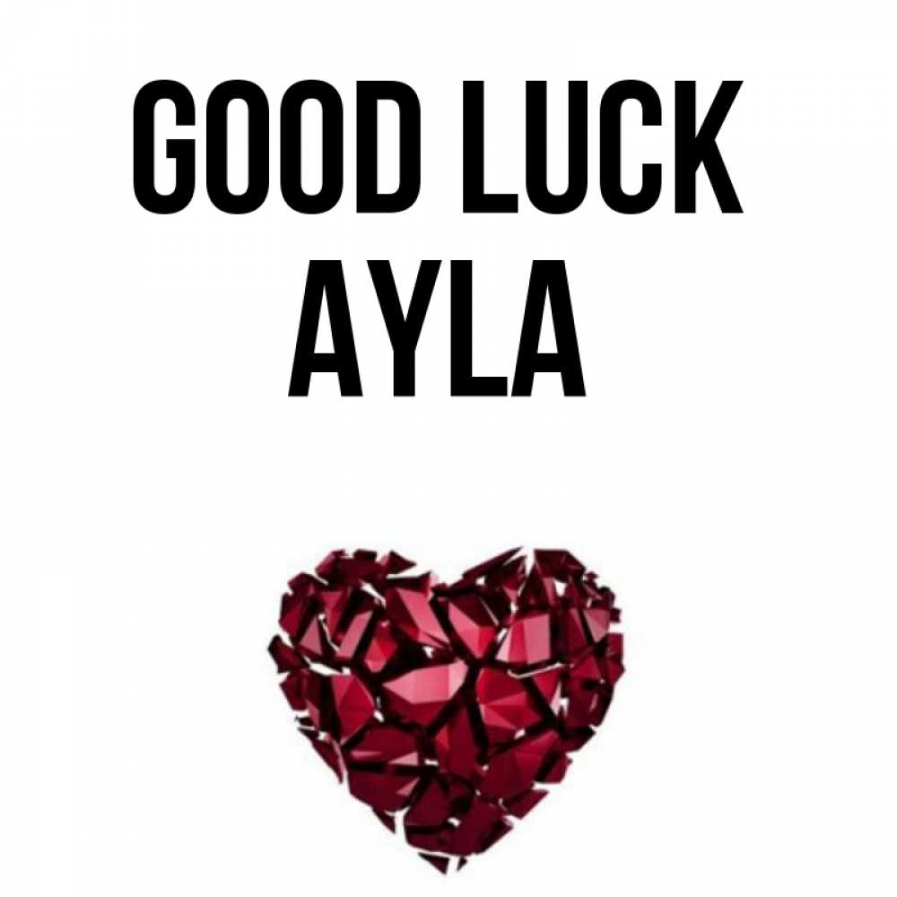 Greetings card с именем, Ayla Good luck бордовое из кристаллов  1 Greetings with text for free download 