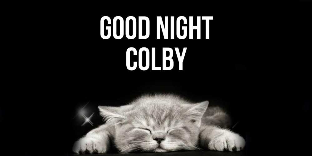 Greetings card с именем, Colby Good night спящий котик Greetings with text for free download 