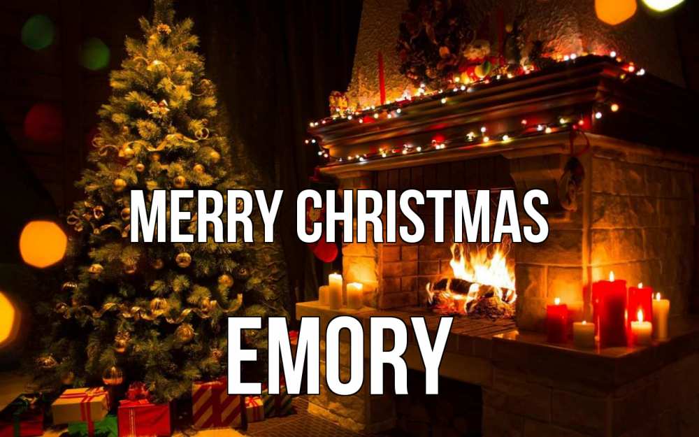 Greetings card с именем, Emory Merry Christmas новый год Greetings with text for free download 