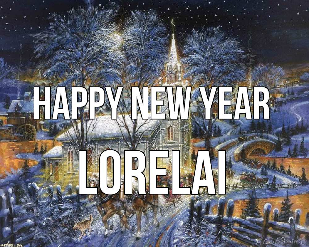 Greetings card с именем, Lorelai Happy New Year упряжка лошадей, лошади, новый год Greetings with text for free download 