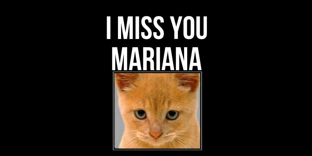 Greetings card с именем, Mariana I miss you открытки рыжий котенок скучает по тебе Greetings with text for free download 