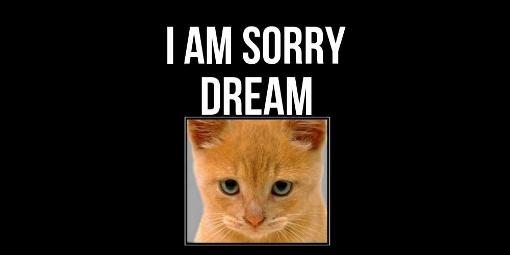 Greetings card с именем, Dream I am sorry рыжий грустный кот просит прощения Greetings with text for free download 