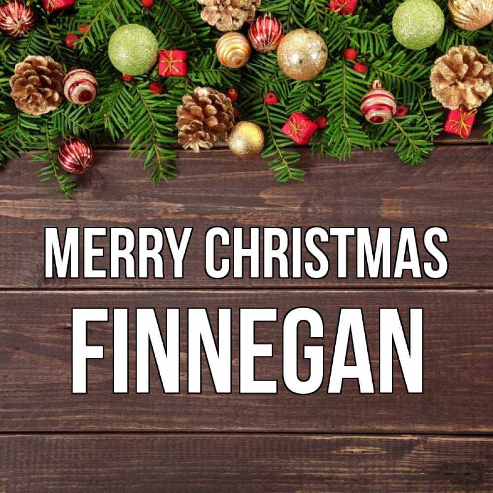 Greetings card с именем, Finnegan Merry Christmas с рождеством Greetings with text for free download 
