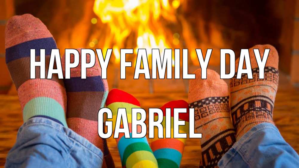 Greetings card с именем, Gabriel happy family day с днем семьи Greetings with text for free download 