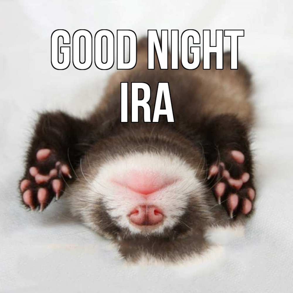 Greetings card с именем, Ira Good night зверек Greetings with text for free download 