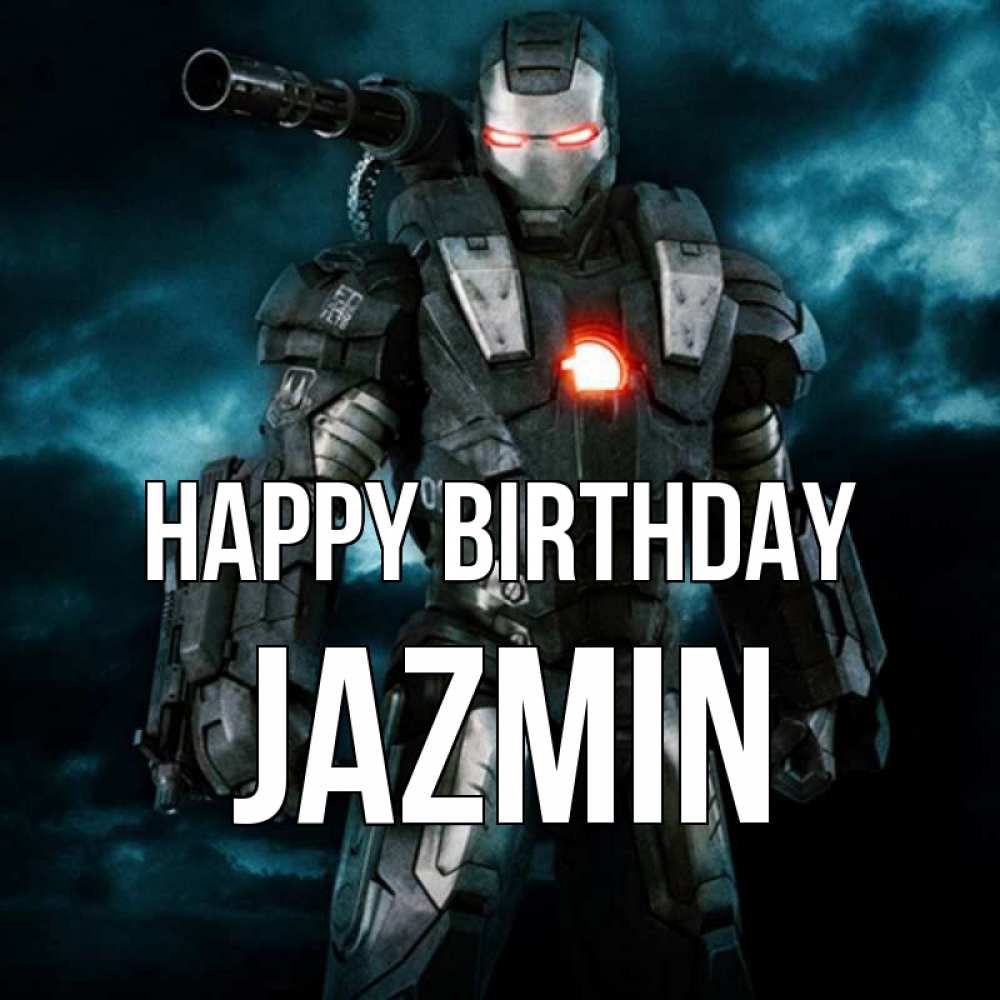 Greetings card с именем, Jazmin Happy Birthday марвел супергерой в новом костюме Greetings with text for free download 
