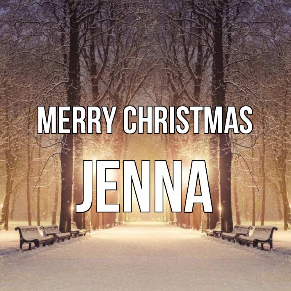 Greetings card с именем, Jenna Merry Christmas зима, парк, фонарь, лес Greetings with text for free download 