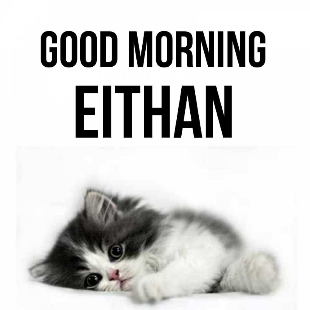 Greetings card с именем, Eithan Good morning кот лапки Greetings with text for free download 