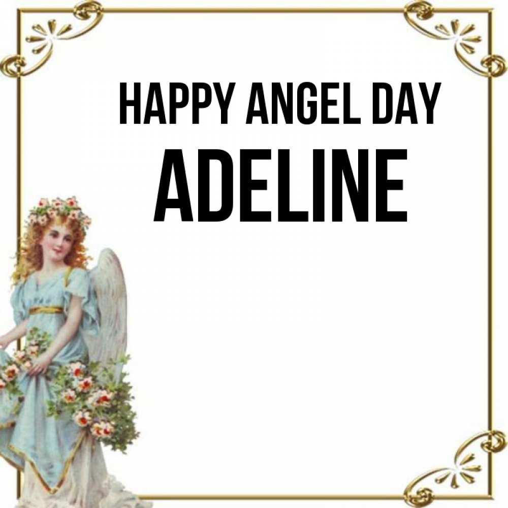 Greetings card с именем, Adeline happy angel day с именинами от девушки ангела Greetings with text for free download 