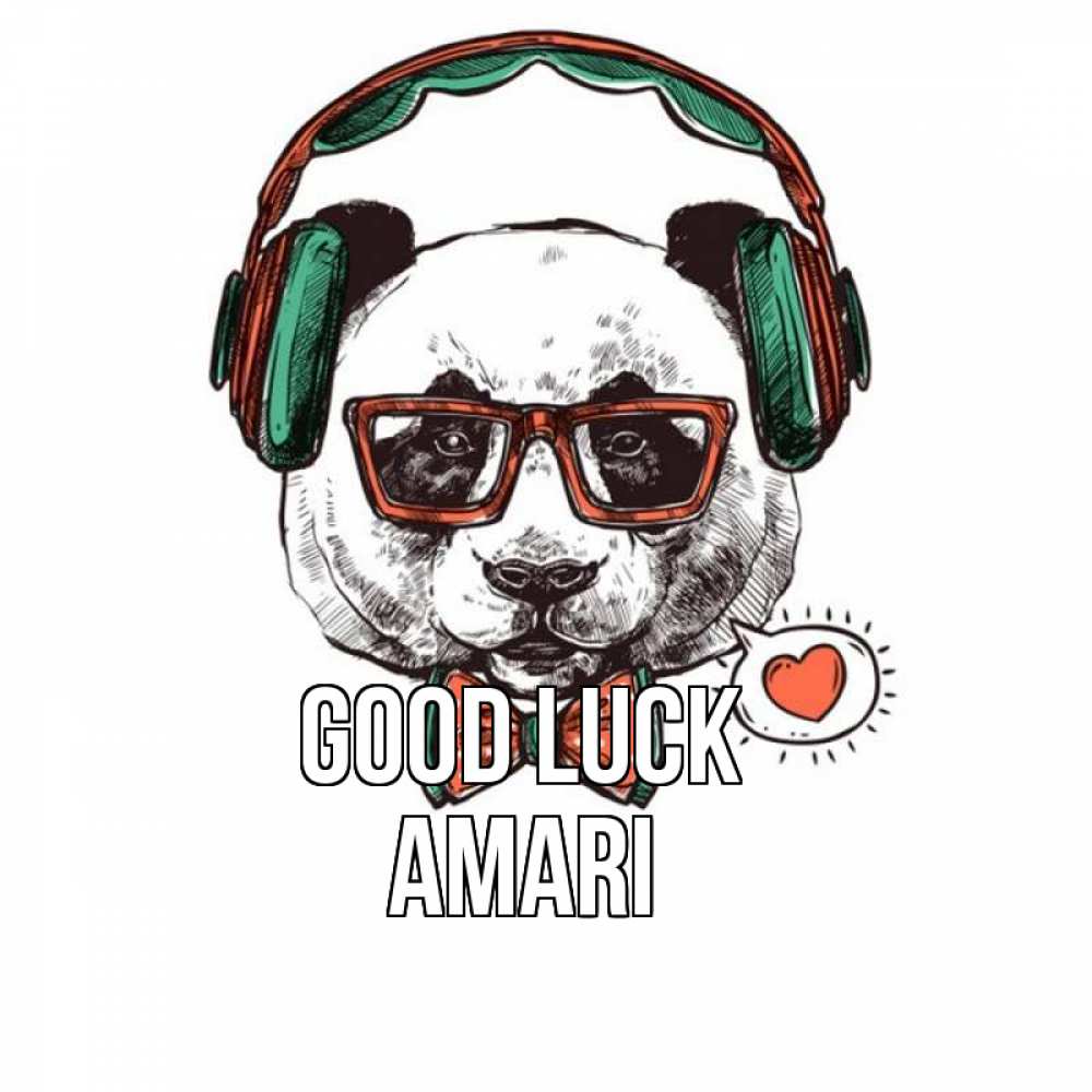 Greetings card с именем, Amari Good luck деловой пес Greetings with text for free download 