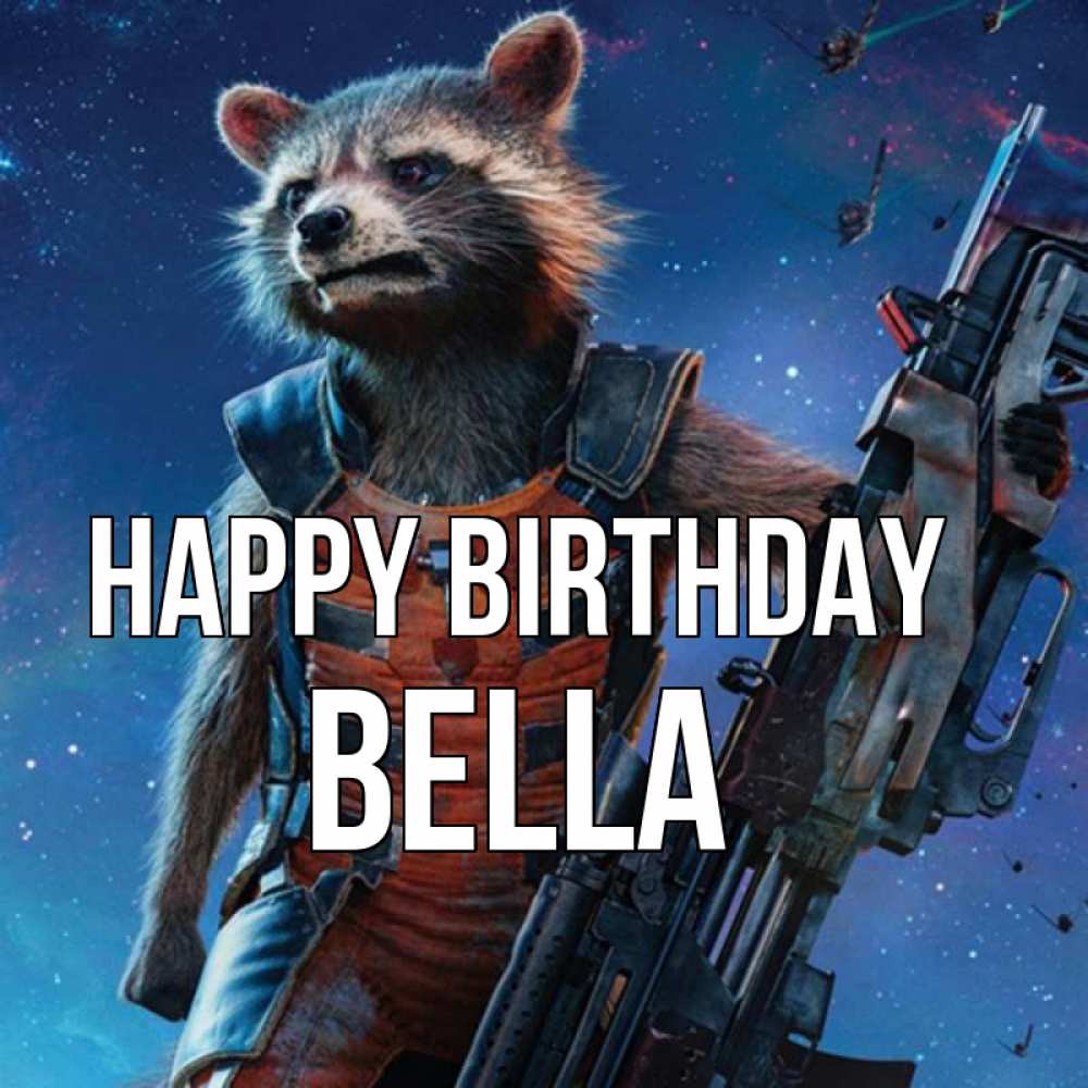 Greetings card с именем, Bella Happy Birthday реактивный Рокета Greetings with text for free download 