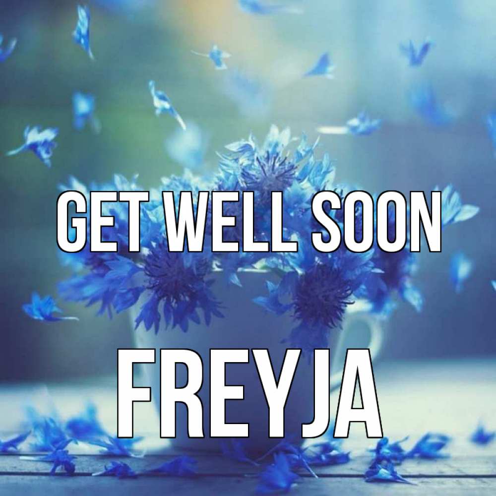 Greetings card с именем, Freyja Get well soon кружка с зельем и цветами Greetings with text for free download 