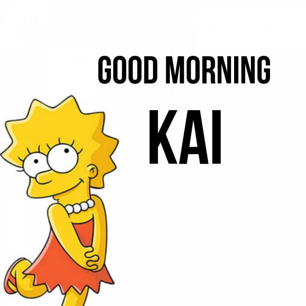 Greetings card с именем, Kai Good morning в платье и ожерелье Greetings with text for free download 