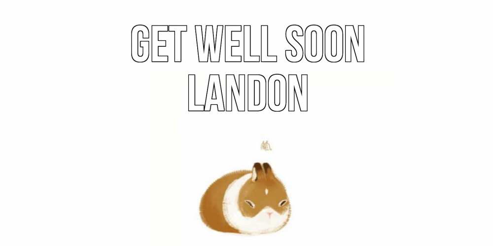 Greetings card с именем, Landon Get well soon морская свинка на открытке с пожеланиями не болеть Greetings with text for free download 