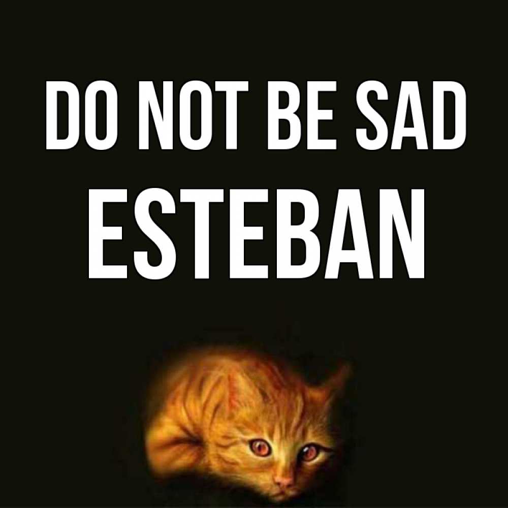 Greetings card с именем, Esteban Do not be sad лежащий кот в темноте Greetings with text for free download 