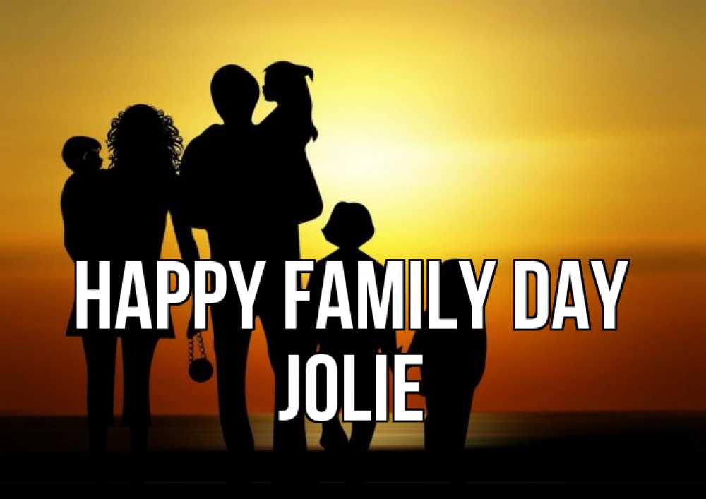 Greetings card с именем, Jolie happy family day Семья, закат, мама, папа, дети Greetings with text for free download 