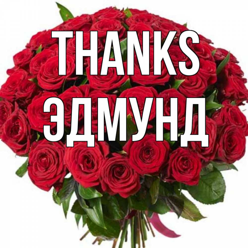 Greetings card с именем, Эдмунд Thanks букет красных роз Greetings with text for free download 