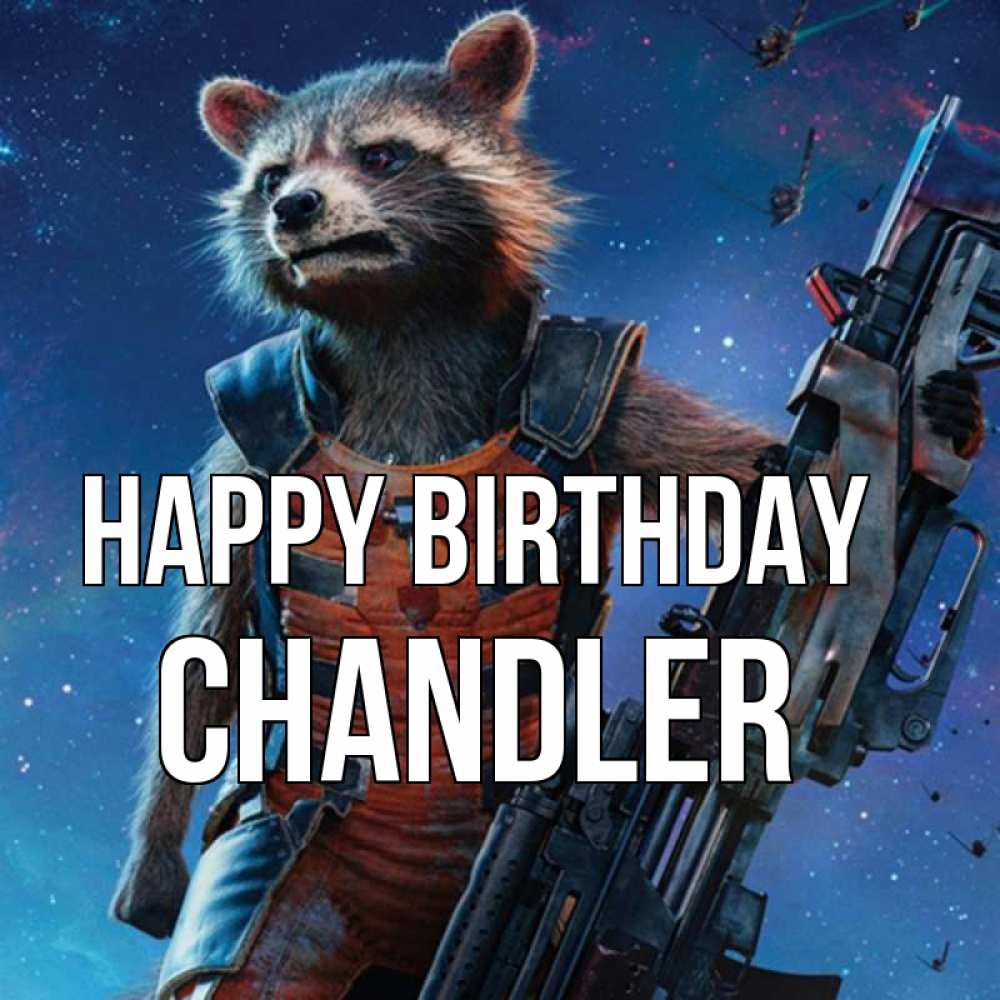 Greetings card с именем, Chandler Happy Birthday реактивный Рокета Greetings with text for free download 