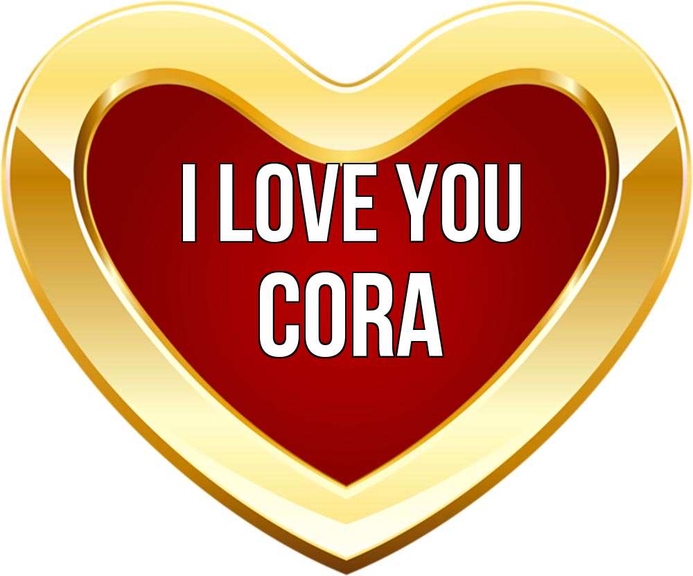 Greetings card с именем, Cora I love you из краски Greetings with text for free download 