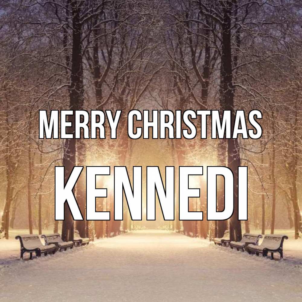 Greetings card с именем, Kennedi Merry Christmas зима, парк, фонарь, лес Greetings with text for free download 