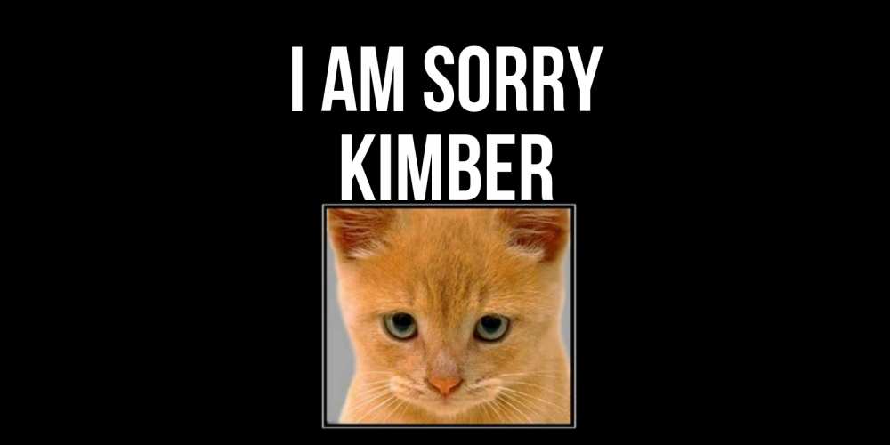 Greetings card с именем, Kimber I am sorry рыжий грустный кот просит прощения Greetings with text for free download 