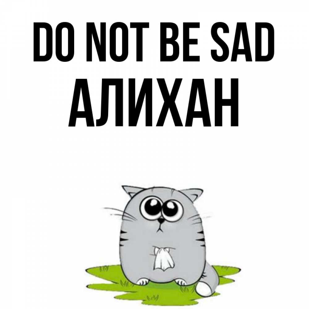 Greetings card с именем, Алихан Do not be sad грустный котяра Greetings with text for free download 